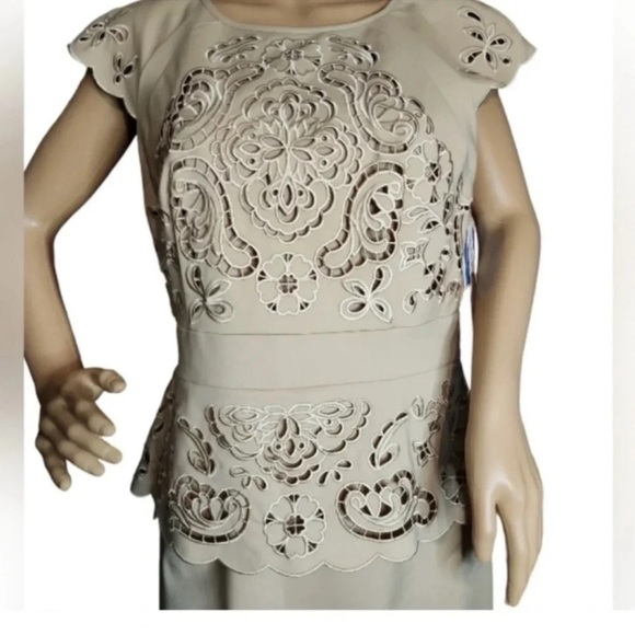 Antonio Melani Peplum Dress 
Beige,  cutout new with tags size 10 lined - Picture 3 of 6